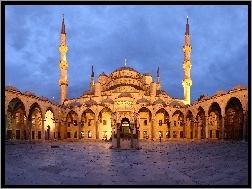 Dziedziniec, Błękitny, Istambuł, Turcja, Meczet